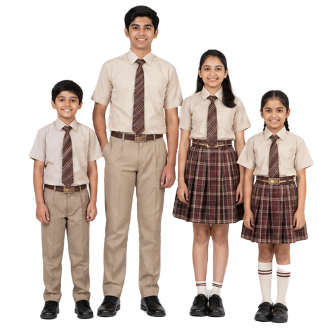 Elegant School Uniform Shirt Skirt Set