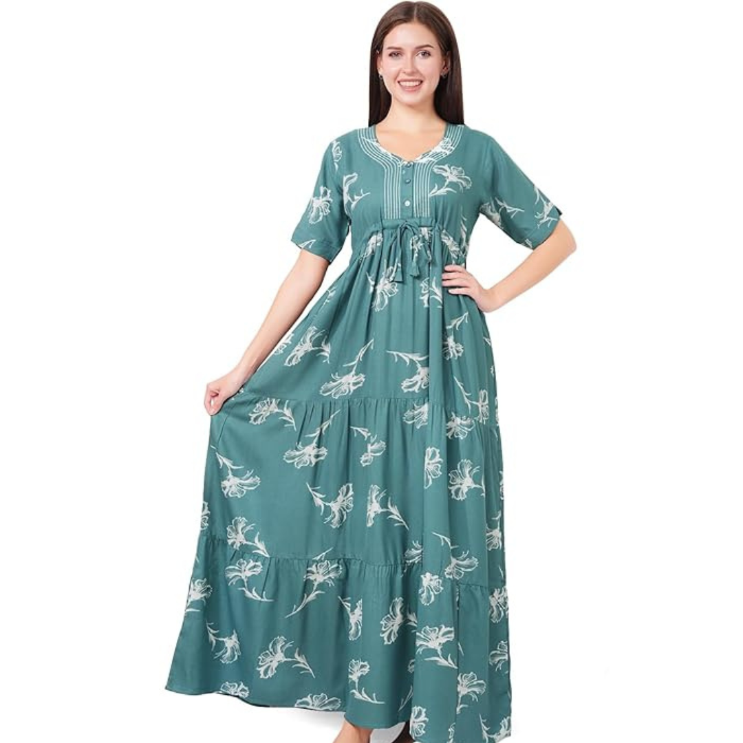 Stylish Printed Nighty Style Long Frock
