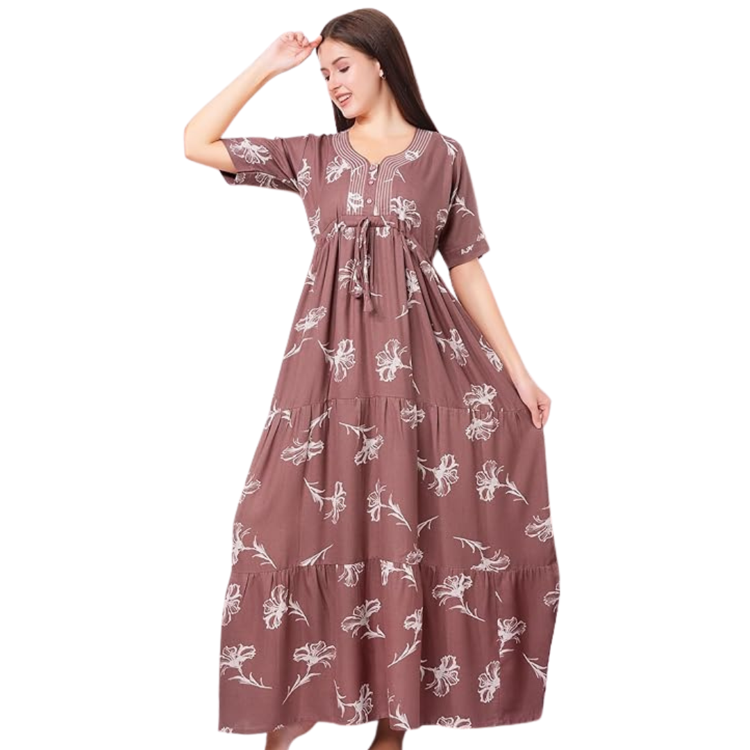 Elegant Printed Nighty Style Long Frock