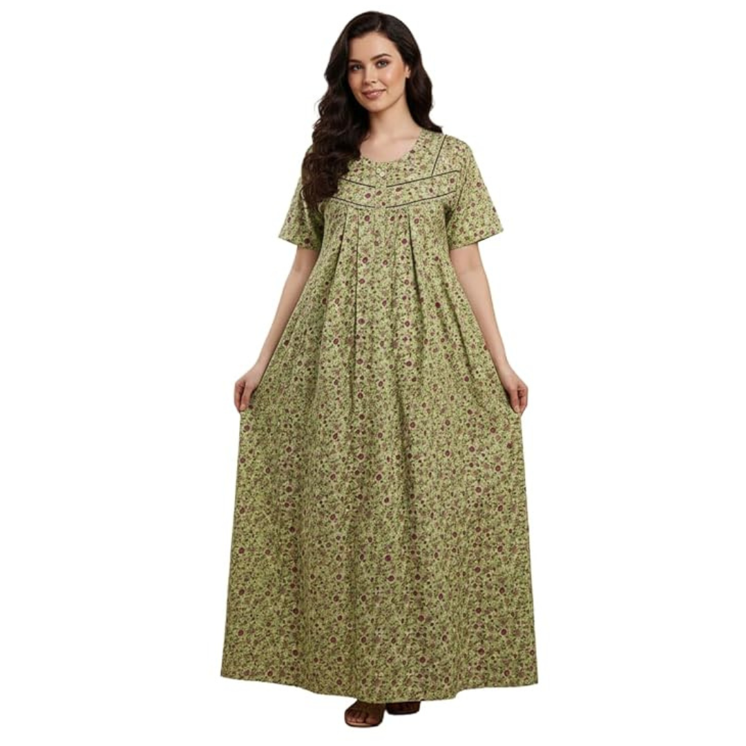 Floral Cotton Relaxed Fit Nighty Dress